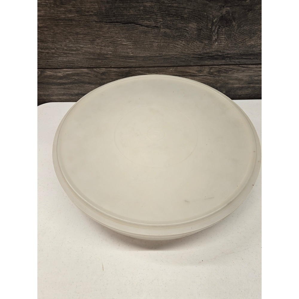 Vintage Tupperware Sheer White Round Storage Container Base 242-2 with lid 12.5